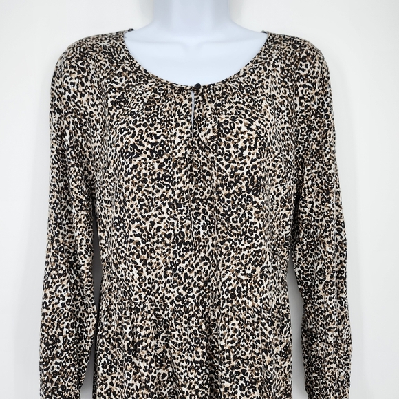 Old Navy Womens Animal Print Dress Size M Brown Black Leopard Long Sleeve - Picture 7 of 7